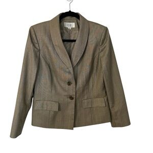 Le Suit Petite Women’s Long Sleeve 2-Button Tan Blazer Suit Jacket Size 10P GUC
